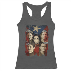Puerto Rican Heroines Racerback Tank Top Boricua Julia Lolita Blanca Mariana Lola Puerto Rico Flag TS11 Dark Heather Print Your Wear