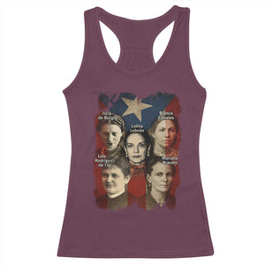 Puerto Rican Heroines Racerback Tank Top Boricua Julia Lolita Blanca Mariana Lola Puerto Rico Flag TS11 Maroon Print Your Wear