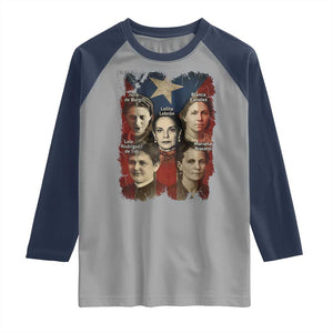 Puerto Rican Heroines Raglan Shirt Boricua Julia Lolita Blanca Mariana Lola Puerto Rico Flag TS11 Sport Gray Navy Print Your Wear