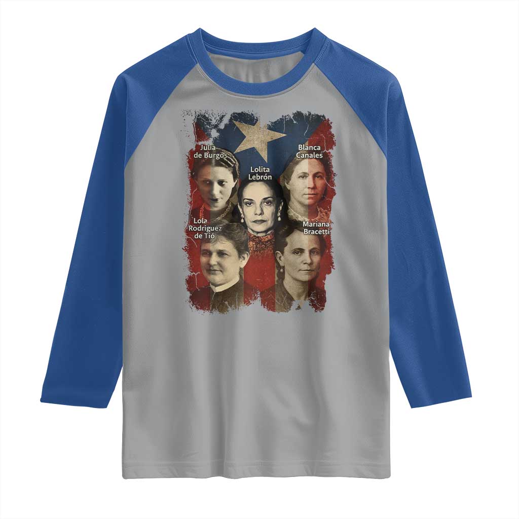 Puerto Rican Heroines Raglan Shirt Boricua Julia Lolita Blanca Mariana Lola Puerto Rico Flag TS11 Sport Gray Royal Print Your Wear