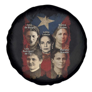Puerto Rican Heroines Spare Tire Cover Boricua Julia Lolita Blanca Mariana Lola Puerto Rico Flag TS11 Print Your Wear
