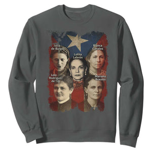 Puerto Rican Heroines Sweatshirt Boricua Julia Lolita Blanca Mariana Lola Puerto Rico Flag TS11 Dark Heather Print Your Wear