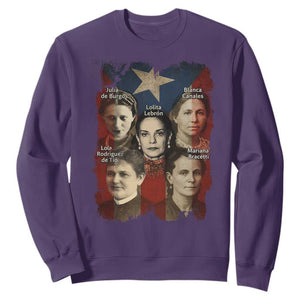 Puerto Rican Heroines Sweatshirt Boricua Julia Lolita Blanca Mariana Lola Puerto Rico Flag TS11 Purple Print Your Wear