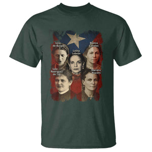 Puerto Rican Heroines T Shirt Boricua Julia Lolita Blanca Mariana Lola Puerto Rico Flag TS11 Dark Forest Green Print Your Wear