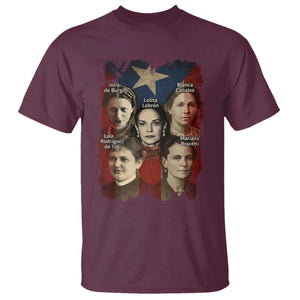 Puerto Rican Heroines T Shirt Boricua Julia Lolita Blanca Mariana Lola Puerto Rico Flag TS11 Maroon Print Your Wear