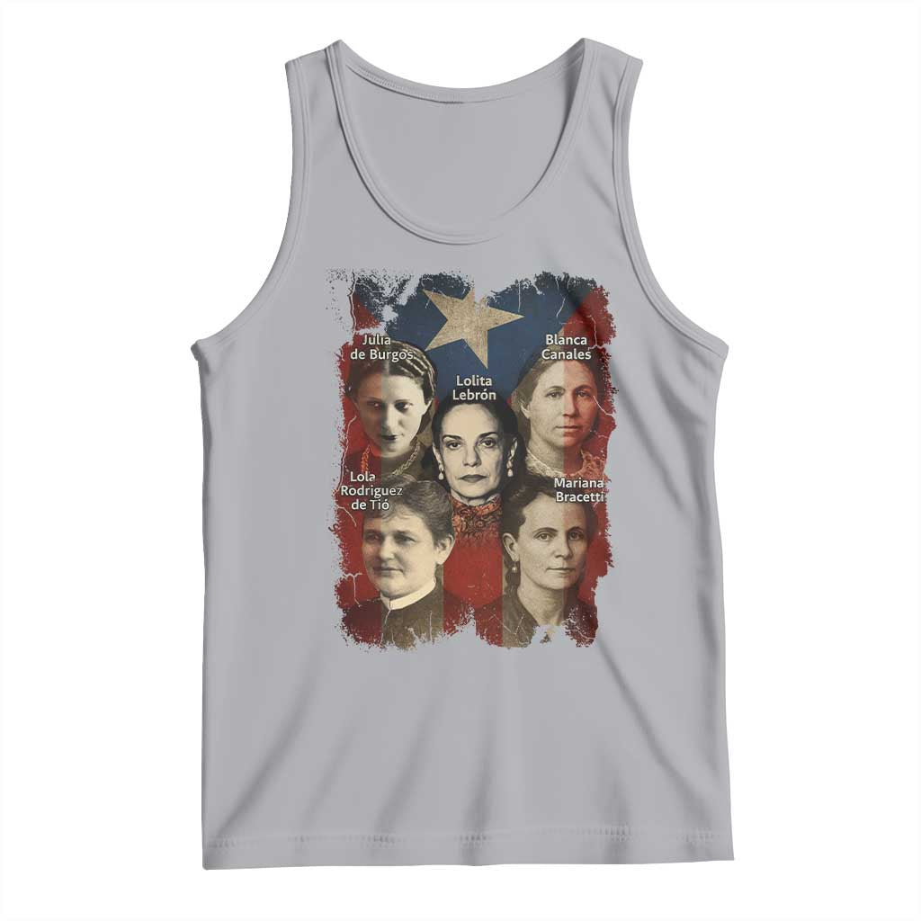 Puerto Rican Heroines Tank Top Boricua Julia Lolita Blanca Mariana Lola Puerto Rico Flag TS11 Athletic Heather Print Your Wear