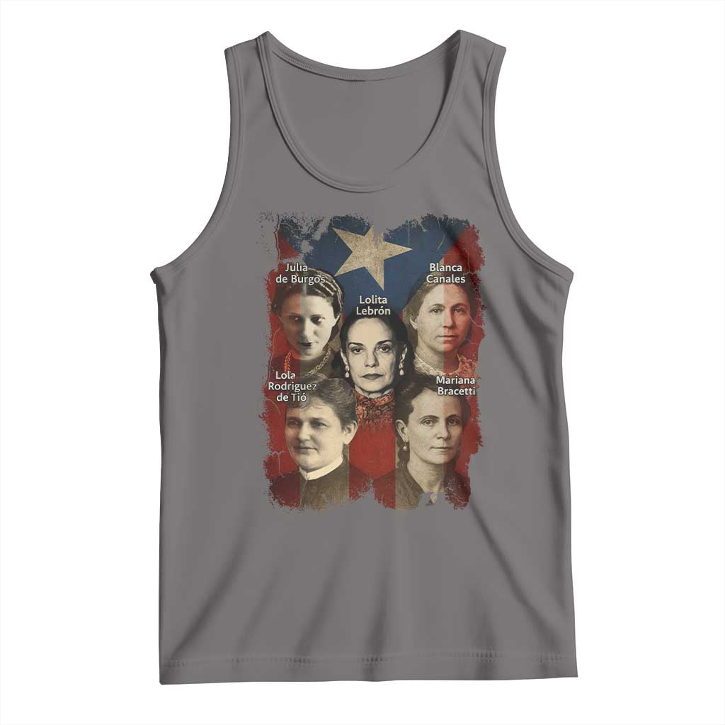 Puerto Rican Heroines Tank Top Boricua Julia Lolita Blanca Mariana Lola Puerto Rico Flag TS11 Deep Heather Print Your Wear