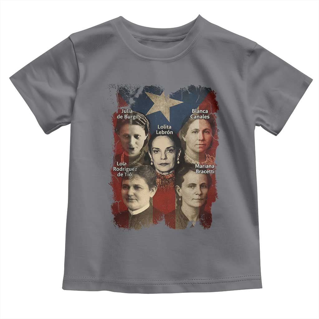 Puerto Rican Heroines Toddler T Shirt Boricua Julia Lolita Blanca Mariana Lola Puerto Rico Flag TS11 Charcoal Print Your Wear