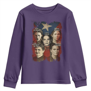 Puerto Rican Heroines Youth Sweatshirt Boricua Julia Lolita Blanca Mariana Lola Puerto Rico Flag TS11 Purple Print Your Wear