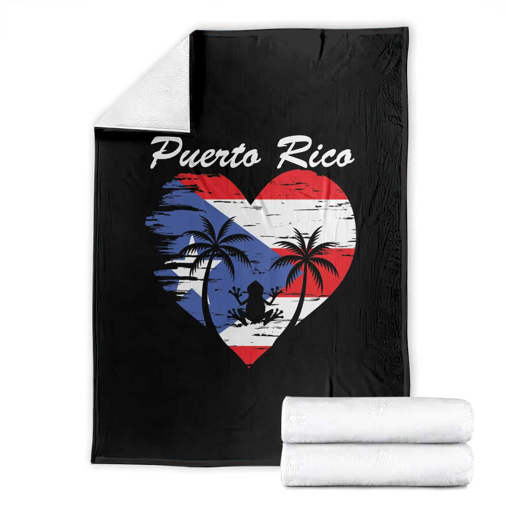 Puerto Rico Throw Blanket Boricua Coqui Frog Vintage Puerto Rican Flag TS11 Black Print Your Wear