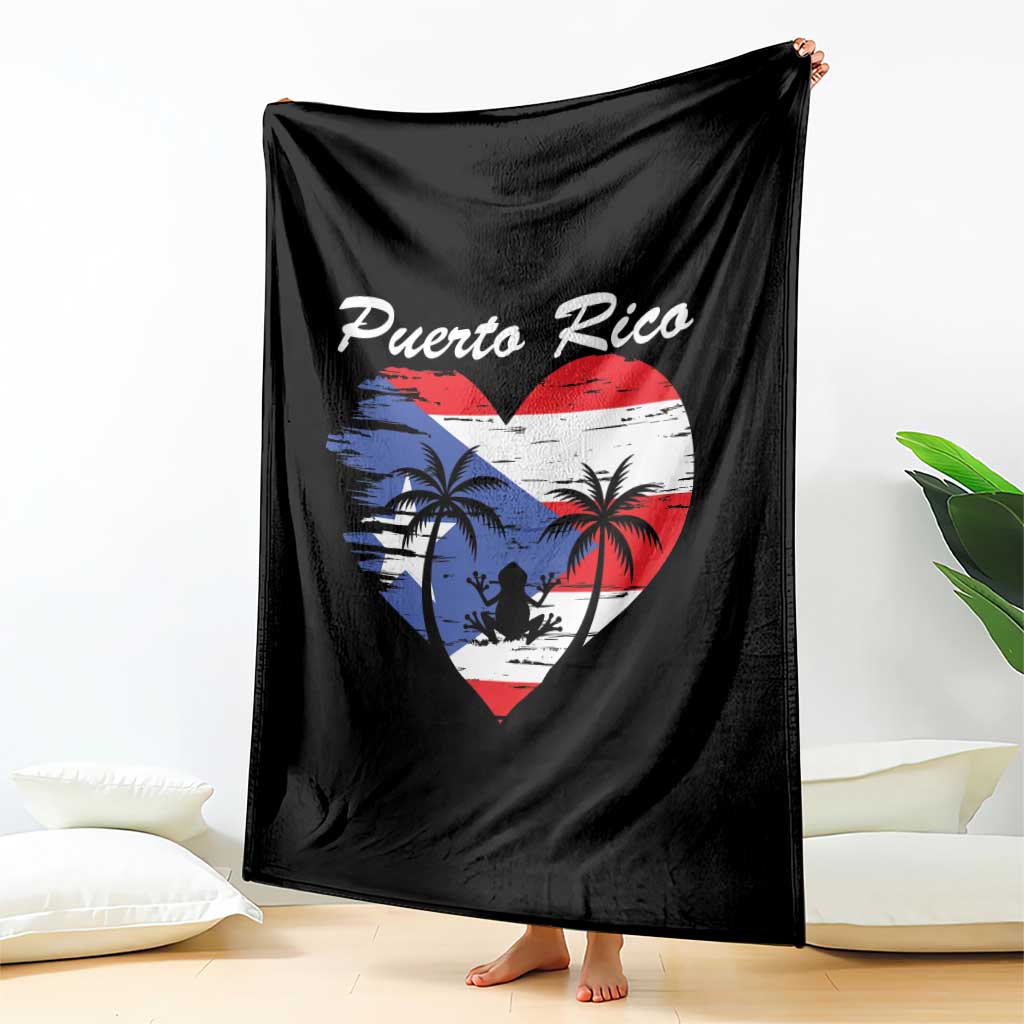 Puerto Rico Throw Blanket Boricua Coqui Frog Vintage Puerto Rican Flag TS11 Print Your Wear