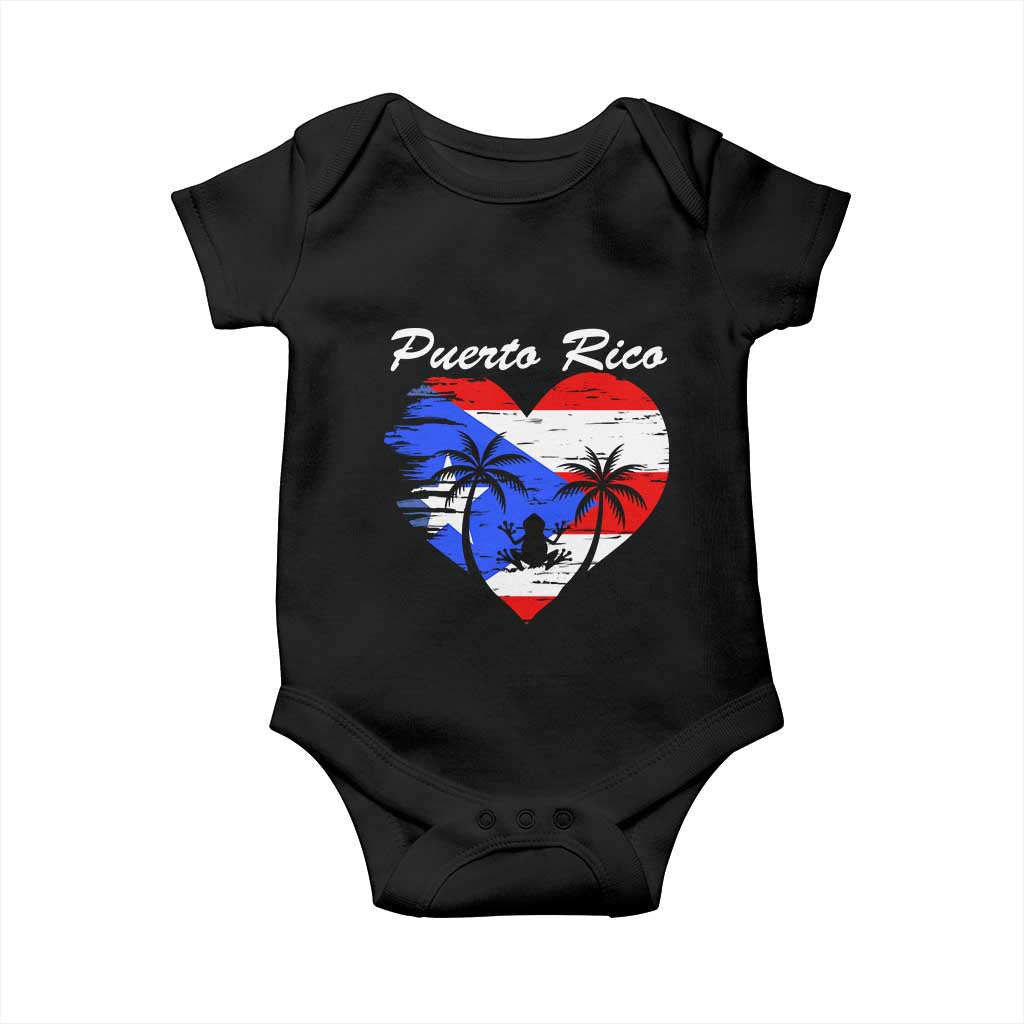 Puerto Rico Baby Onesie Boricua Coqui Frog Vintage Puerto Rican Flag TS11 Black Print Your Wear
