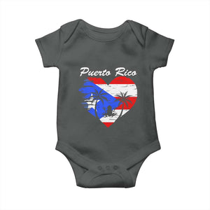 Puerto Rico Baby Onesie Boricua Coqui Frog Vintage Puerto Rican Flag TS11 Dark Heather Print Your Wear