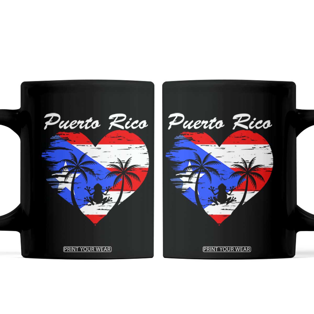 Puerto Rico Coffee Mug Boricua Coqui Frog Vintage Puerto Rican Flag TS11 Black Print Your Wear