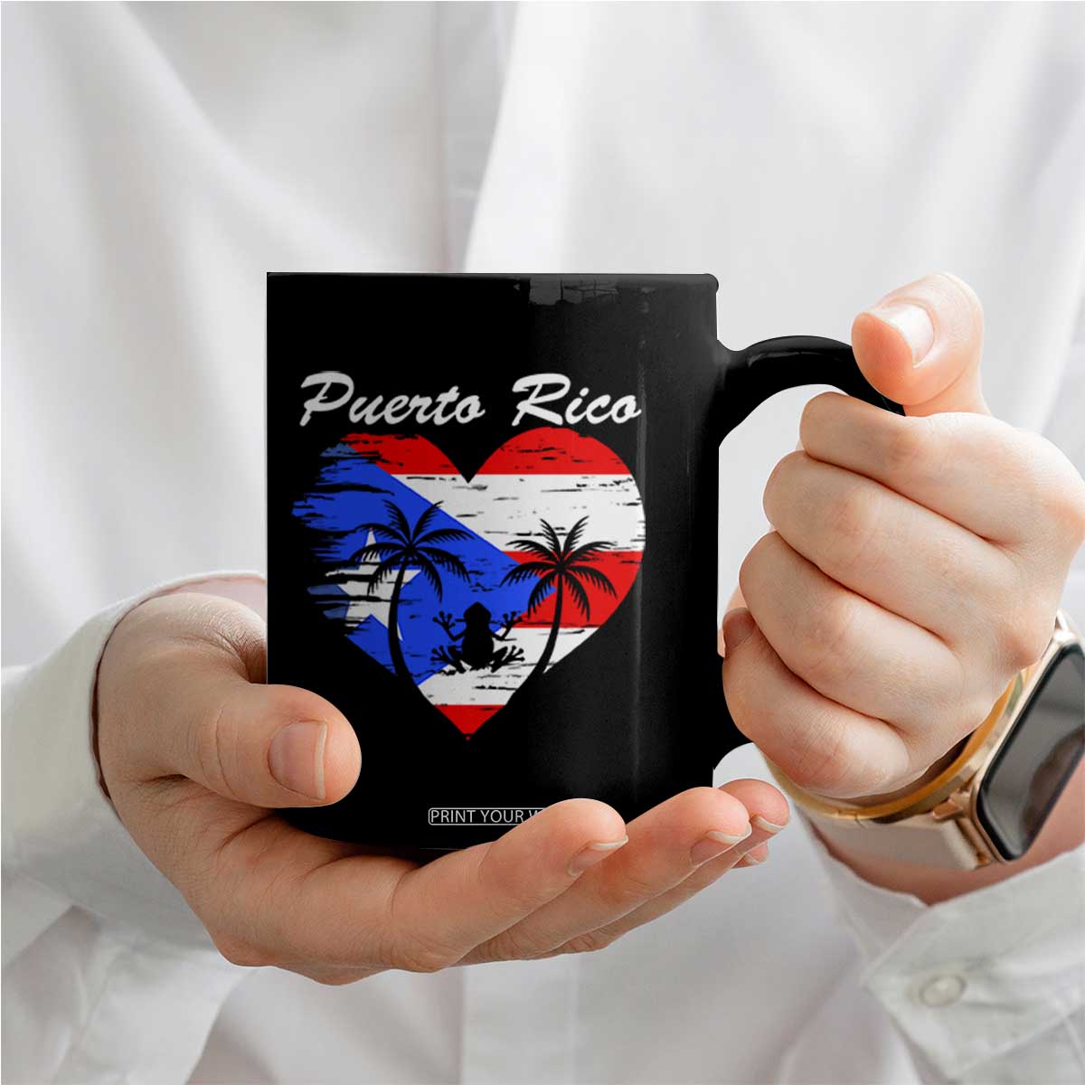 Puerto Rico Coffee Mug Boricua Coqui Frog Vintage Puerto Rican Flag TS11 Print Your Wear