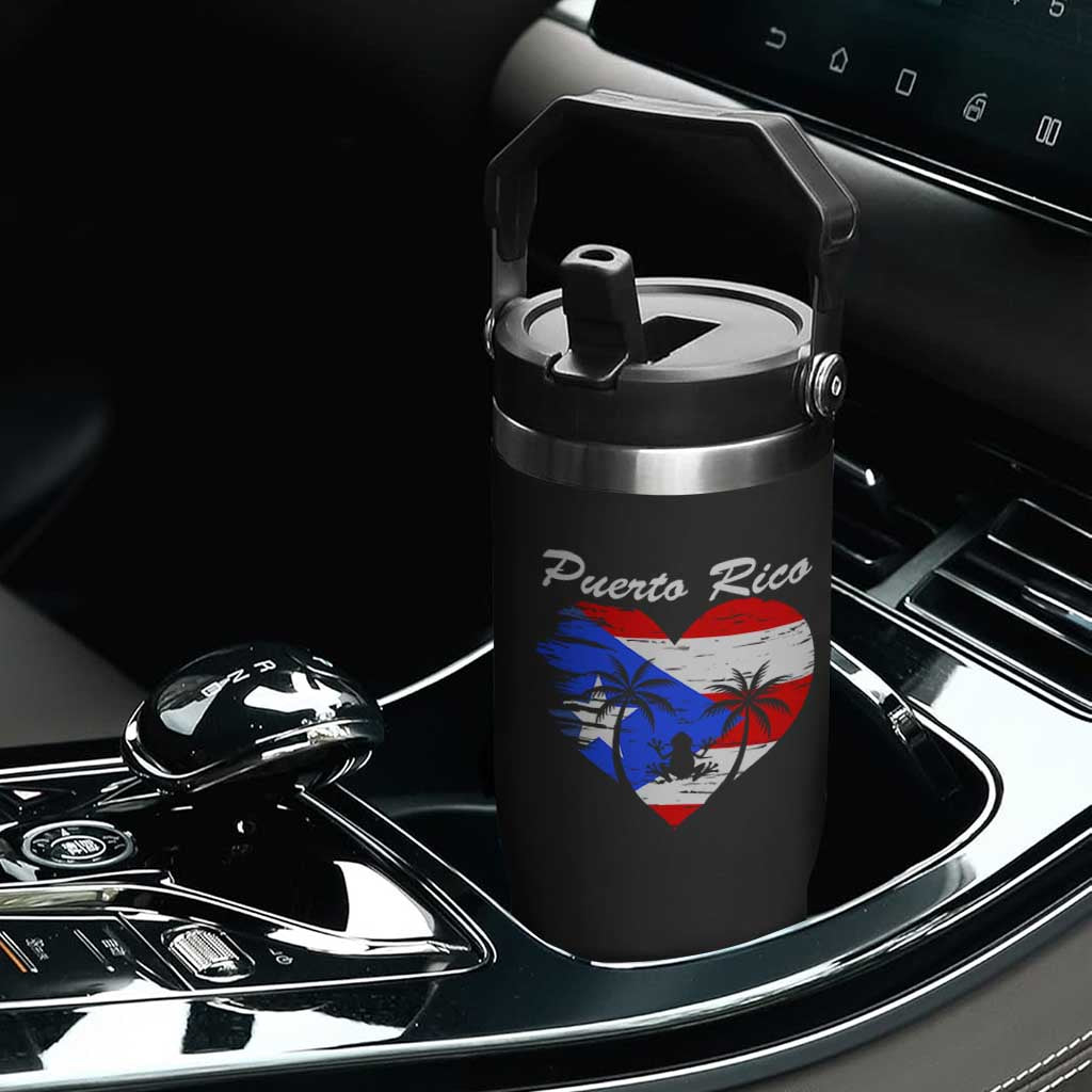 Puerto Rico Flip Straw Tumbler Boricua Coqui Frog Vintage Puerto Rican Flag TS11 Print Your Wear