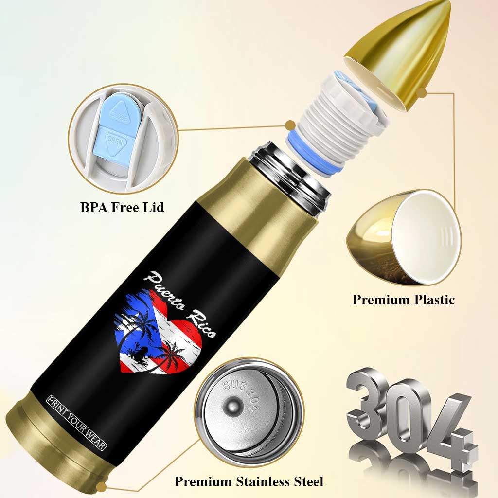 Puerto Rico Bullet Tumbler Boricua Coqui Frog Vintage Puerto Rican Flag TS11 Print Your Wear