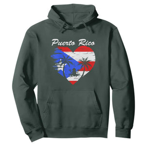 Puerto Rico Hoodie Boricua Coqui Frog Vintage Puerto Rican Flag TS11 Dark Forest Green Print Your Wear
