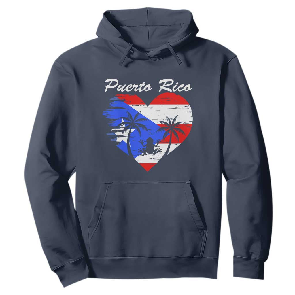 Puerto Rico Hoodie Boricua Coqui Frog Vintage Puerto Rican Flag TS11 Navy Print Your Wear