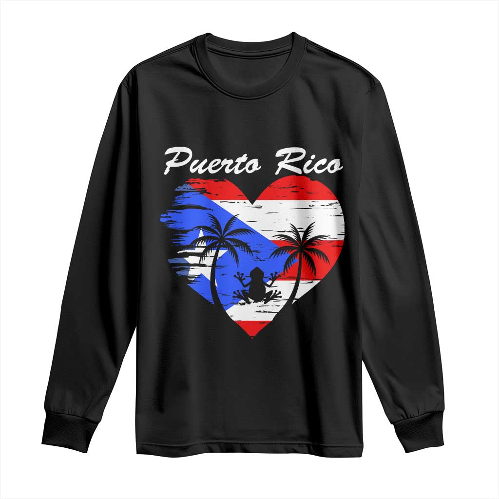 Puerto Rico Long Sleeve Shirt Boricua Coqui Frog Vintage Puerto Rican Flag TS11 Black Print Your Wear