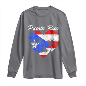 Puerto Rico Long Sleeve Shirt Boricua Coqui Frog Vintage Puerto Rican Flag TS11 Charcoal Print Your Wear