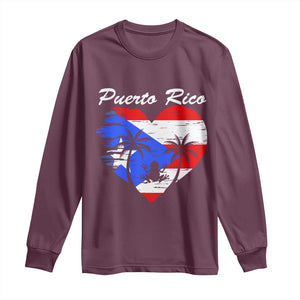 Puerto Rico Long Sleeve Shirt Boricua Coqui Frog Vintage Puerto Rican Flag TS11 Maroon Print Your Wear