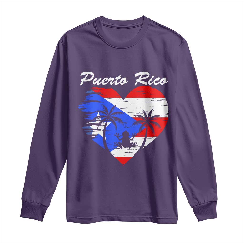 Puerto Rico Long Sleeve Shirt Boricua Coqui Frog Vintage Puerto Rican Flag TS11 Purple Print Your Wear