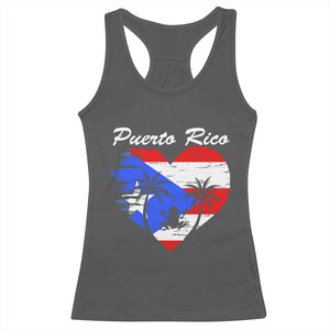 Puerto Rico Racerback Tank Top Boricua Coqui Frog Vintage Puerto Rican Flag TS11 Dark Heather Print Your Wear