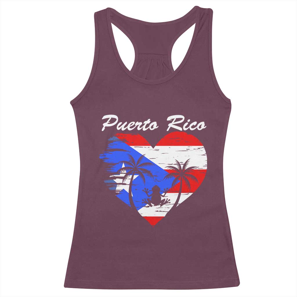 Puerto Rico Racerback Tank Top Boricua Coqui Frog Vintage Puerto Rican Flag TS11 Maroon Print Your Wear