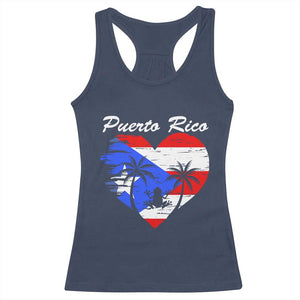 Puerto Rico Racerback Tank Top Boricua Coqui Frog Vintage Puerto Rican Flag TS11 Navy Print Your Wear