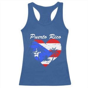 Puerto Rico Racerback Tank Top Boricua Coqui Frog Vintage Puerto Rican Flag TS11 Royal Blue Print Your Wear