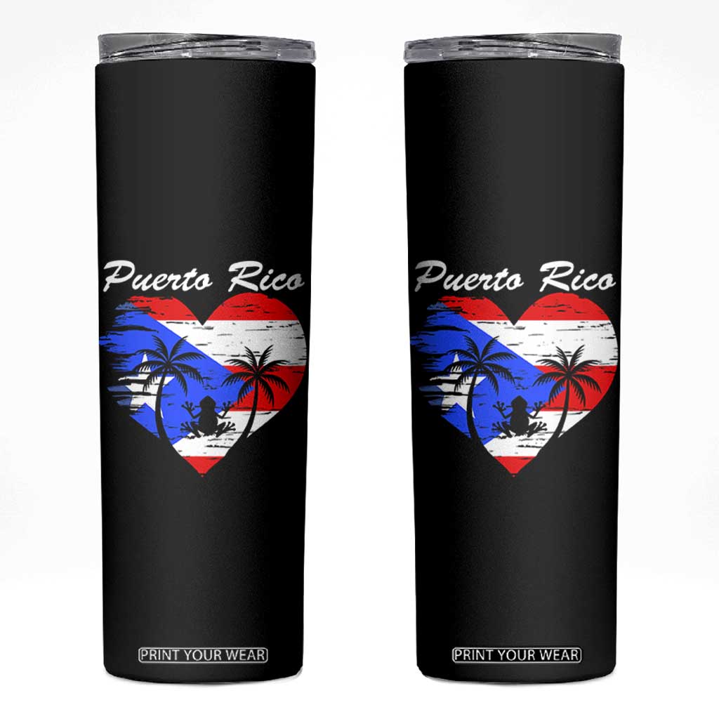 Puerto Rico Skinny Tumbler Boricua Coqui Frog Vintage Puerto Rican Flag TS11 Black Print Your Wear