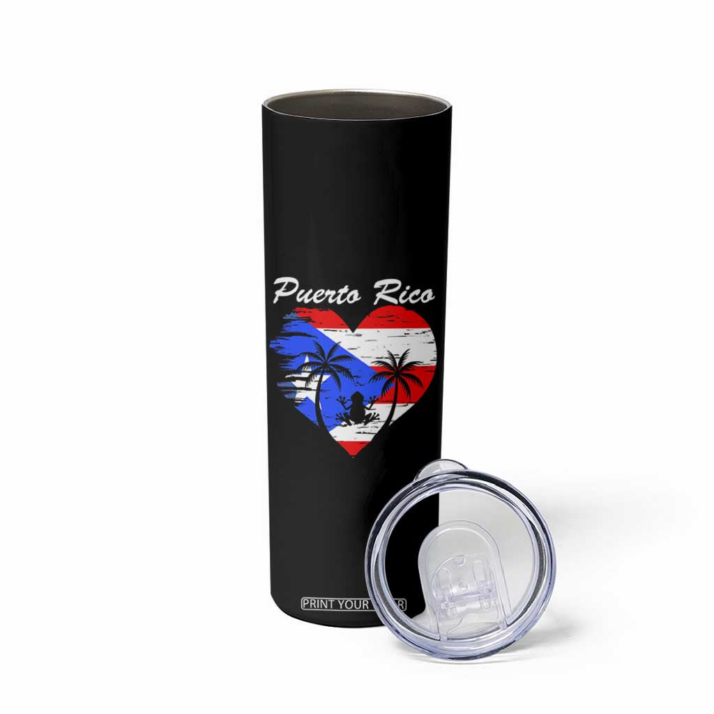 Puerto Rico Skinny Tumbler Boricua Coqui Frog Vintage Puerto Rican Flag TS11 Print Your Wear