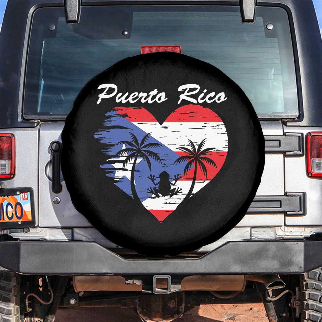 Puerto Rico Spare Tire Cover Boricua Coqui Frog Vintage Puerto Rican Flag TS11 No hole Black Print Your Wear