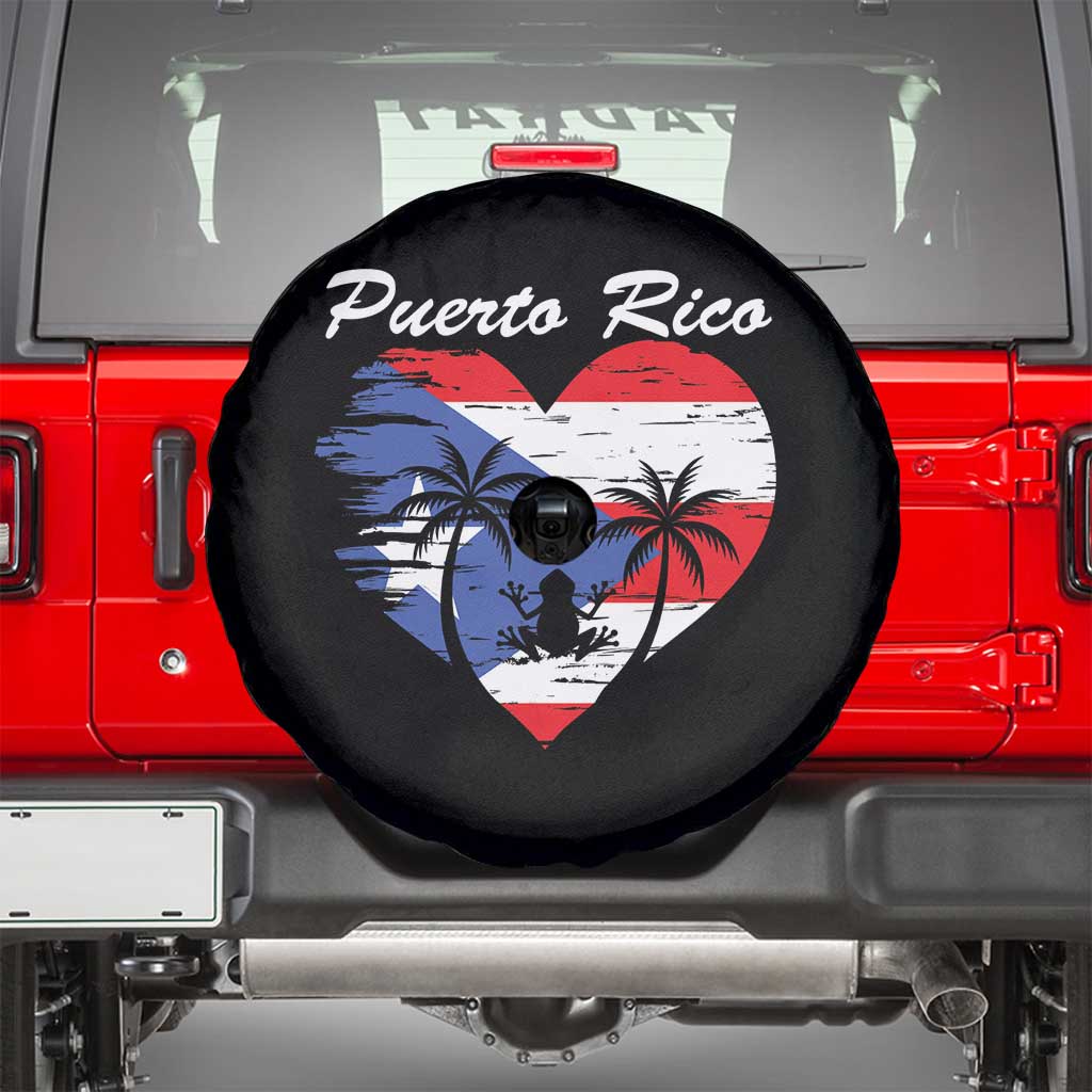 Puerto Rico Spare Tire Cover Boricua Coqui Frog Vintage Puerto Rican Flag TS11 Black Print Your Wear