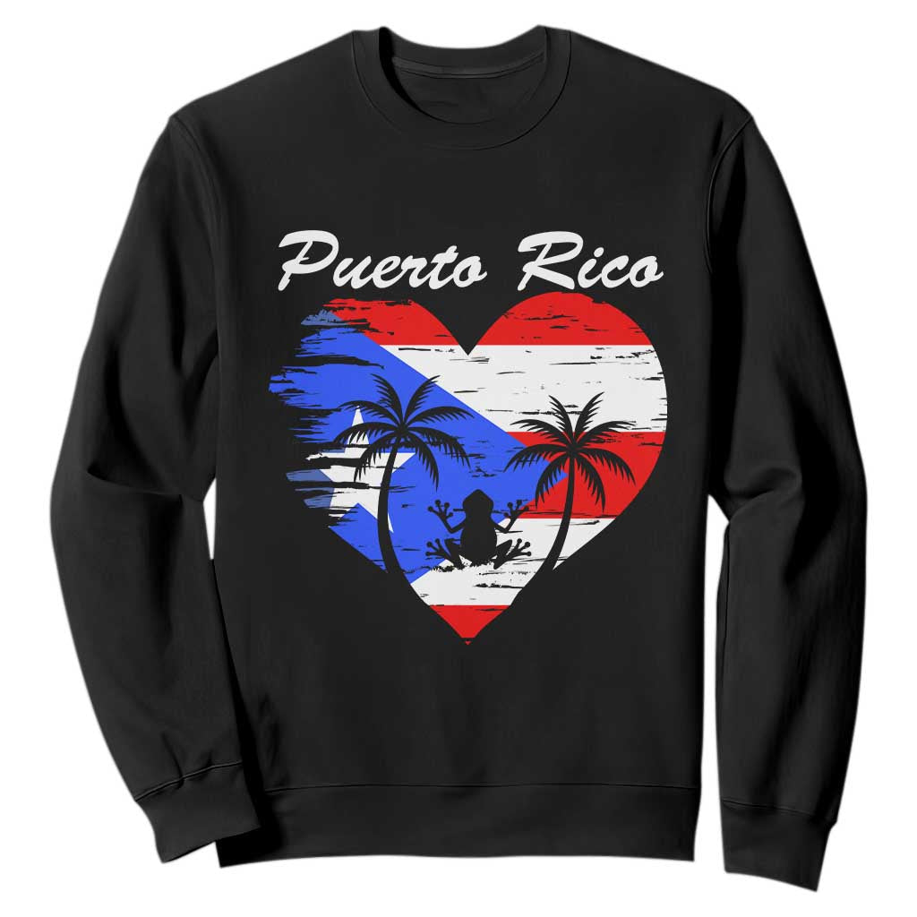 Puerto Rico Sweatshirt Boricua Coqui Frog Vintage Puerto Rican Flag TS11 Black Print Your Wear