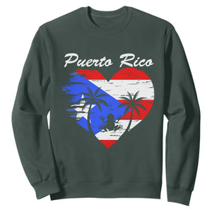 Puerto Rico Sweatshirt Boricua Coqui Frog Vintage Puerto Rican Flag TS11 Dark Forest Green Print Your Wear