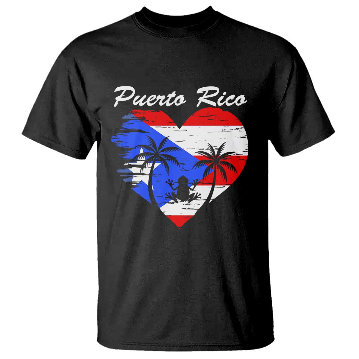 Puerto Rico T Shirt Boricua Coqui Frog Vintage Puerto Rican Flag TS11 Black Print Your Wear