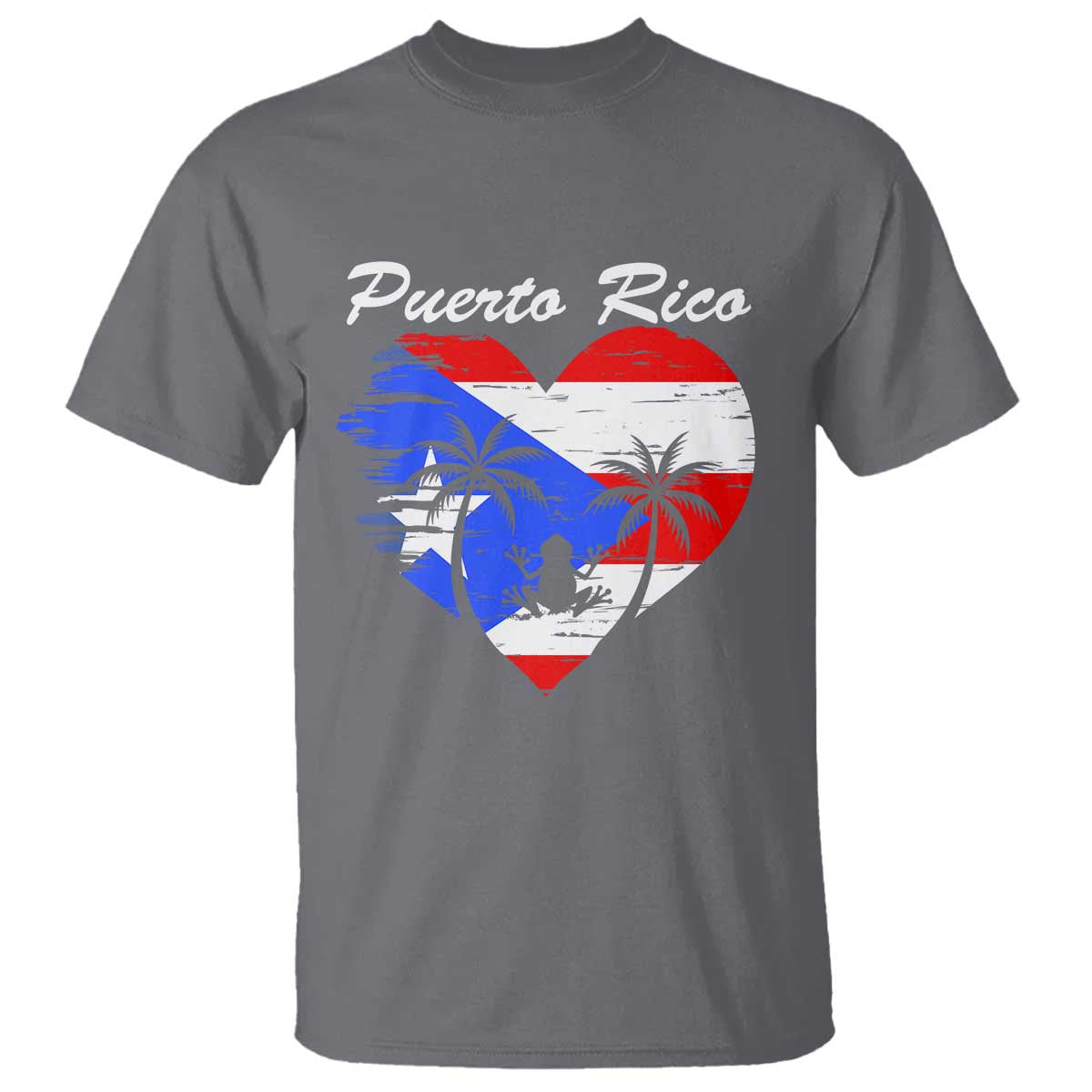 Puerto Rico T Shirt Boricua Coqui Frog Vintage Puerto Rican Flag TS11 Charcoal Print Your Wear
