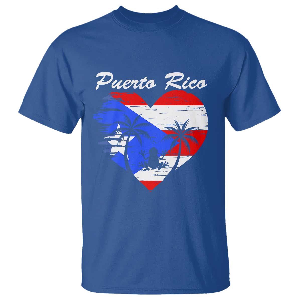 Puerto Rico T Shirt Boricua Coqui Frog Vintage Puerto Rican Flag TS11 Royal Blue Print Your Wear