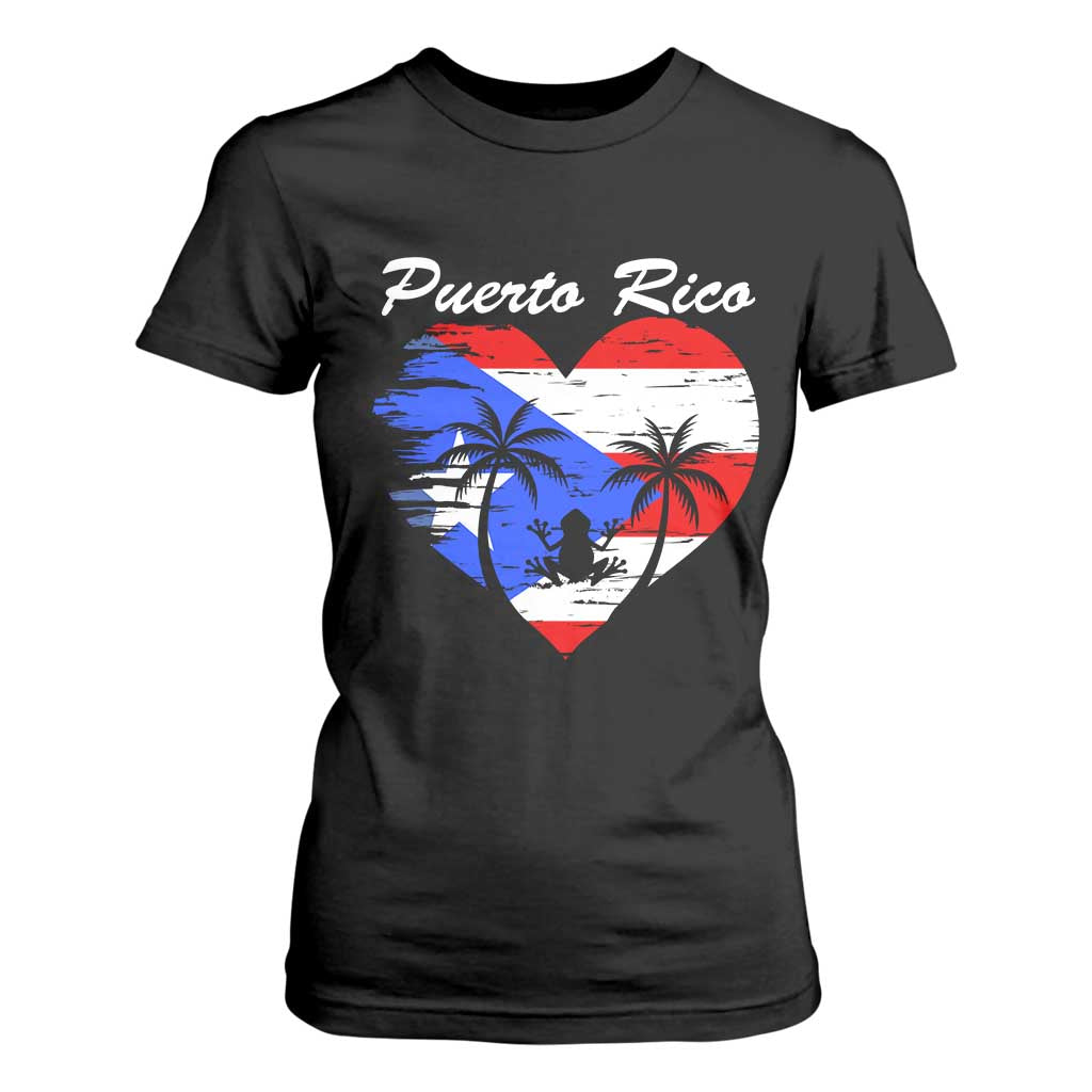 Puerto Rico T Shirt For Women Boricua Coqui Frog Vintage Puerto Rican Flag - Print Your Wear