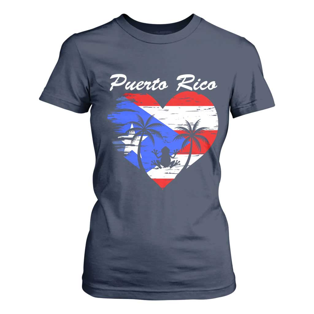 Puerto Rico T Shirt For Women Boricua Coqui Frog Vintage Puerto Rican Flag TS11 Navy Print Your Wear