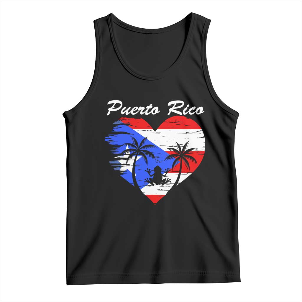 Puerto Rico Tank Top Boricua Coqui Frog Vintage Puerto Rican Flag TS11 Black Print Your Wear