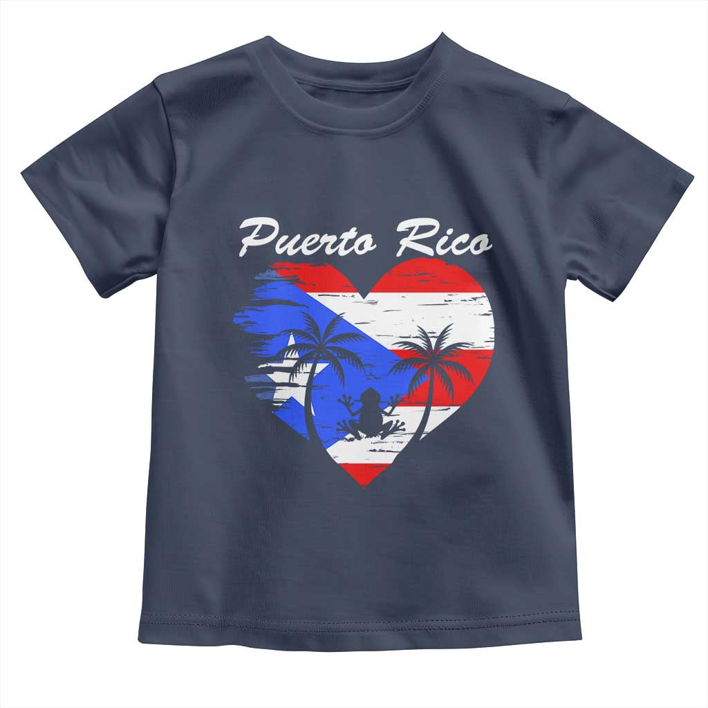 Puerto Rico Toddler T Shirt Boricua Coqui Frog Vintage Puerto Rican Flag TS11 Navy Print Your Wear