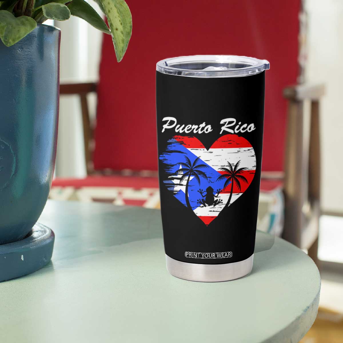 Puerto Rico Tumbler Cup Boricua Coqui Frog Vintage Puerto Rican Flag TS11 Print Your Wear