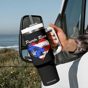 Puerto Rico Tumbler With Handle Boricua Coqui Frog Vintage Puerto Rican Flag TS11 Print Your Wear