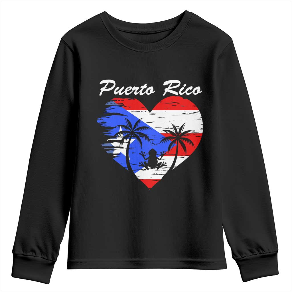 Puerto Rico Youth Sweatshirt Boricua Coqui Frog Vintage Puerto Rican Flag TS11 Black Print Your Wear
