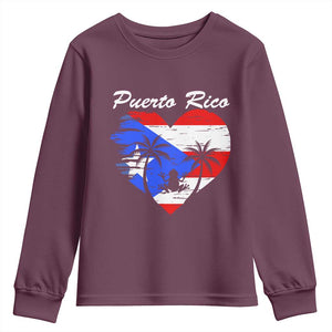 Puerto Rico Youth Sweatshirt Boricua Coqui Frog Vintage Puerto Rican Flag TS11 Maroon Print Your Wear