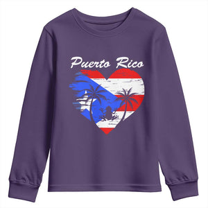 Puerto Rico Youth Sweatshirt Boricua Coqui Frog Vintage Puerto Rican Flag TS11 Purple Print Your Wear