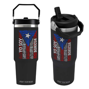 Puerto Rican Flag Puerto Rico Towns And Cities Flip Straw Tumbler TS11 One Size: 30 oz Black Print Your Wear